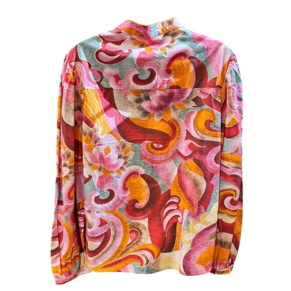 CHUFY KATHMANDU HEIGHTS Pink& Orange Abstract Print Viscose Blouse NWT Size Medi - Picture 6 of 8